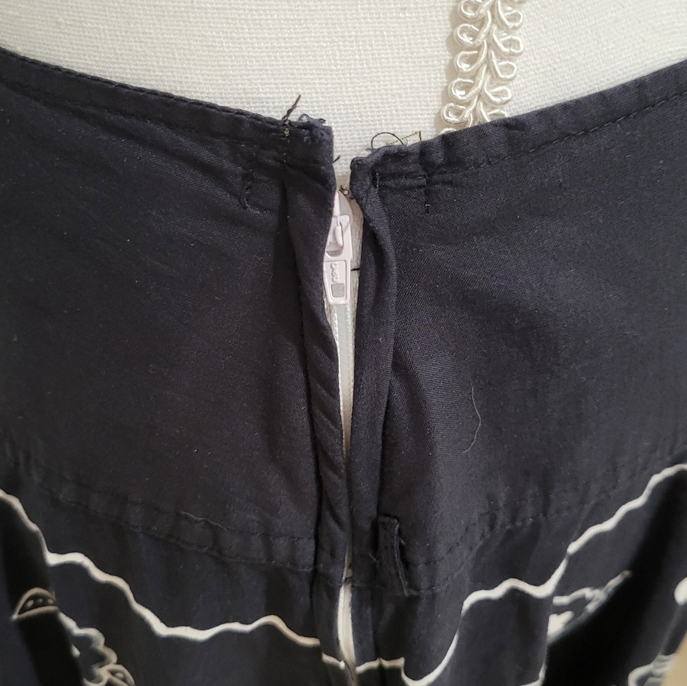 Grace Elements Tie Dye Skirt | Black Blue White Cotton | Boho Midi | Size 8 - Picture 6 of 6